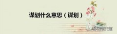 谋划 谋划什么意思