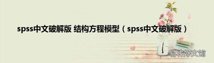 spss中文破解版 spss中文破解版 结构方程模型