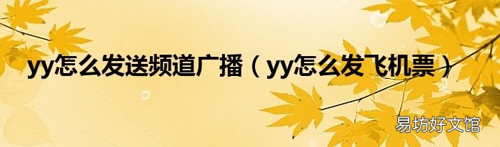 yy怎么发飞机票 yy怎么发送频道广播