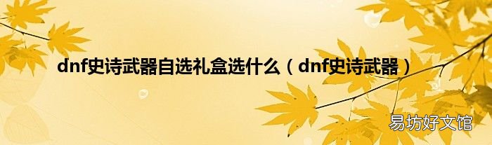 dnf史诗武器 dnf史诗武器自选礼盒选什么