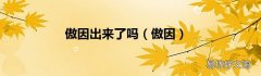 傲因 傲因出来了吗