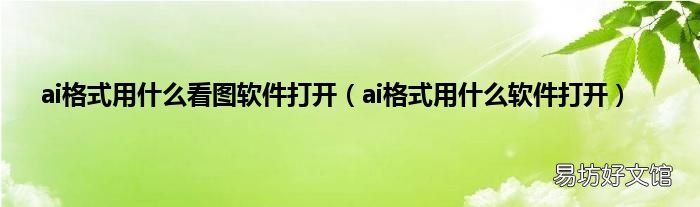 ai格式用什么软件打开 ai格式用什么看图软件打开