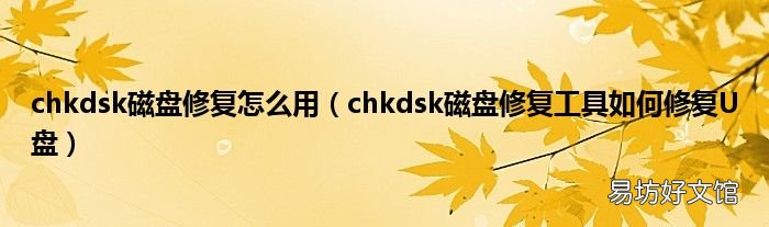 chkdsk磁盘修复工具如何修复U盘 chkdsk磁盘修复怎么用