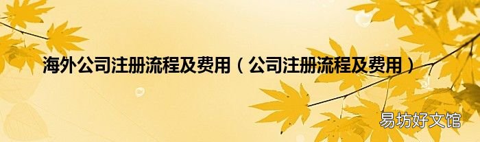 公司注册流程及费用 海外公司注册流程及费用
