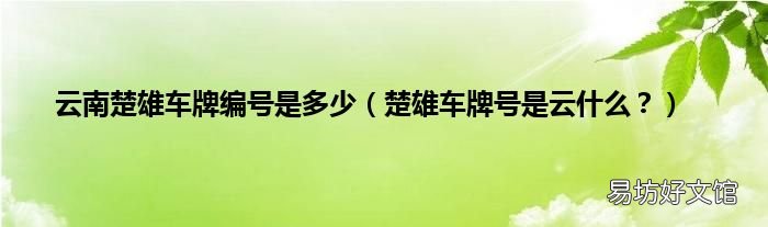 楚雄车牌号是云什么? 云南楚雄车牌编号是多少