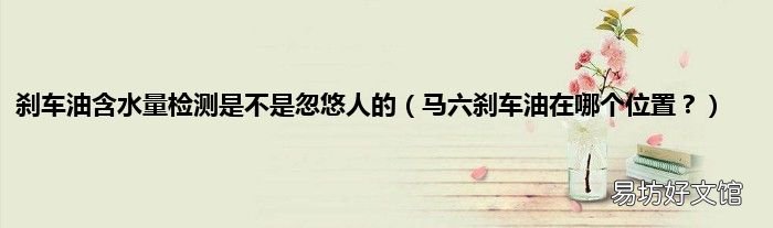 马六刹车油在哪个位置? 刹车油含水量检测是不是忽悠人的