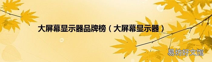 大屏幕显示器 大屏幕显示器品牌榜