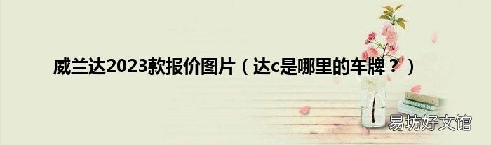达c是哪里的车牌? 威兰达2023款报价图片