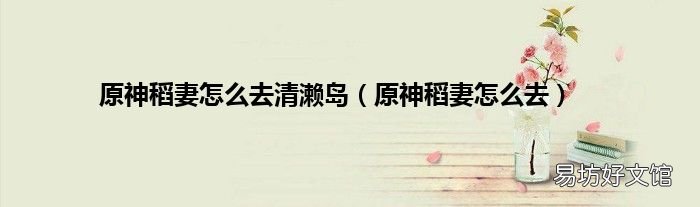 原神稻妻怎么去 原神稻妻怎么去清濑岛