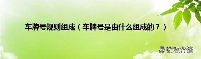 车牌号是由什么组成的? 车牌号规则组成