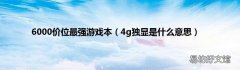 4g独显是什么意思 6000价位最强游戏本