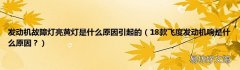 18款飞度发动机响是什么原因？ 发动机故障灯亮黄灯是什么原因引起的