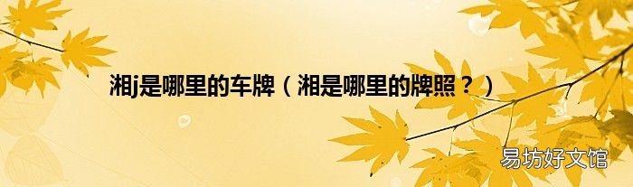 湘是哪里的牌照? 湘j是哪里的车牌