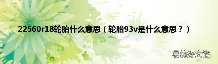 轮胎93v是什么意思? 22560r18轮胎什么意思