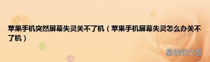苹果手机屏幕失灵怎么办关不了机 苹果手机突然屏幕失灵关不了机