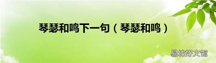 琴瑟和鸣 琴瑟和鸣下一句