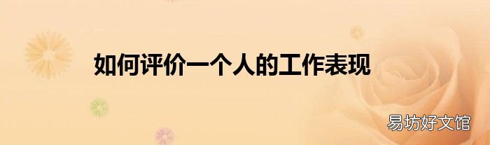 如何评价一个人的工作表现