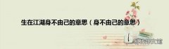 身不由己的意思 生在江湖身不由己的意思