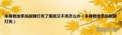 车身稳定系统故障灯亮 车身稳定系统故障灯亮了重启又不亮怎么办