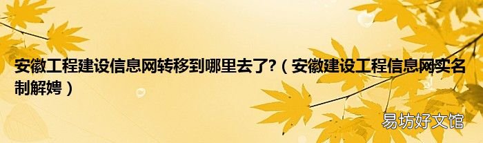 安徽建设工程信息网实名制解娉 安徽工程建设信息网转移到哪里去了?