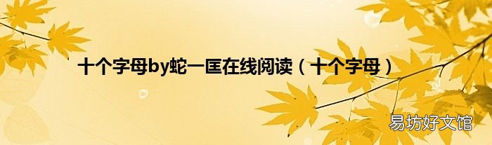 十个字母 十个字母by蛇一匡在线阅读