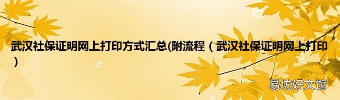 武汉社保证明网上打印 武汉社保证明网上打印方式汇总(附流程