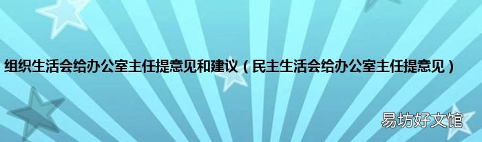 民主生活会给办公室主任提意见 组织生活会给办公室主任提意见和建议