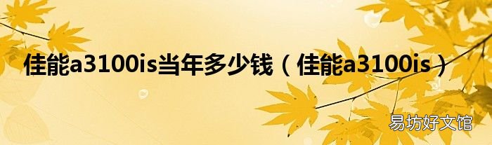佳能a3100is 佳能a3100is当年多少钱