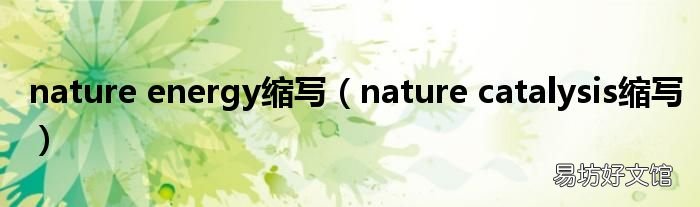 nature catalysis缩写 nature energy缩写