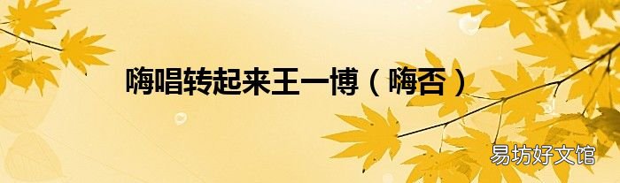 嗨否 嗨唱转起来王一博