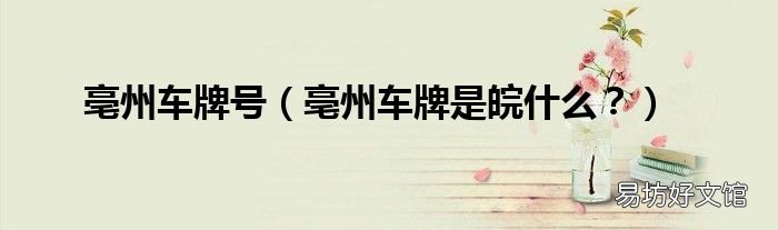 亳州车牌是皖什么? 亳州车牌号