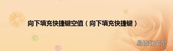 向下填充快捷键 向下填充快捷键空值
