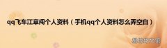 手机qq个人资料怎么弄空白 qq飞车江章闯个人资料