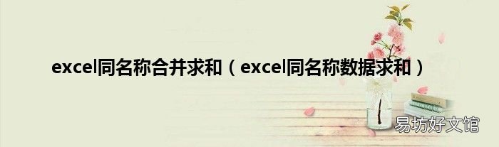 excel同名称数据求和 excel同名称合并求和