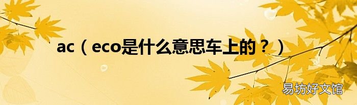 eco是什么意思车上的? ac