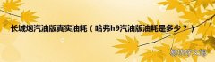 哈弗h9汽油版油耗是多少？ 长城炮汽油版真实油耗