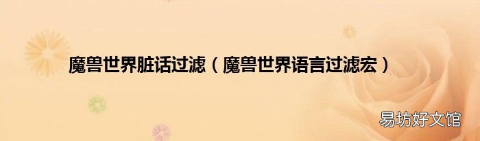 魔兽世界语言过滤宏 魔兽世界脏话过滤