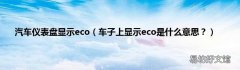 车子上显示eco是什么意思？ 汽车仪表盘显示eco