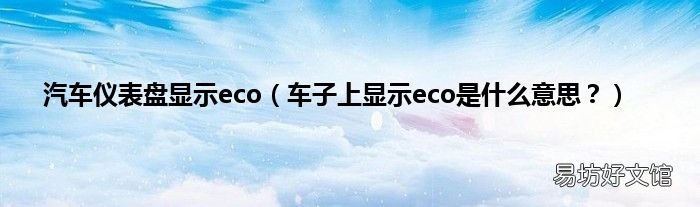 车子上显示eco是什么意思? 汽车仪表盘显示eco