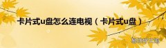 卡片式u盘 卡片式u盘怎么连电视