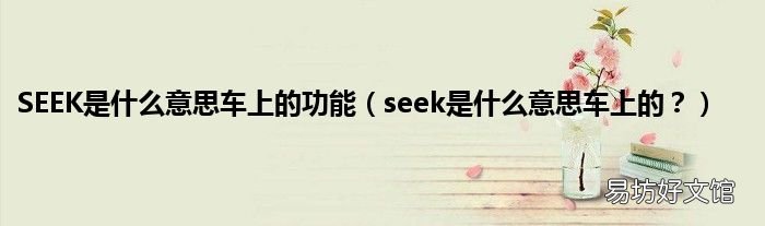 seek是什么意思车上的? SEEK是什么意思车上的功能