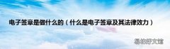 什么是电子签章及其法律效力 电子签章是做什么的