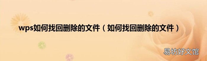 如何找回删除的文件 wps如何找回删除的文件