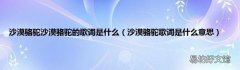 沙漠骆驼歌词是什么意思 沙漠骆驼沙漠骆驼的歌词是什么