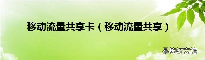 移动流量共享 移动流量共享卡