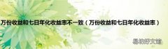 万份收益和七日年化收益率 万份收益和七日年化收益率不一致
