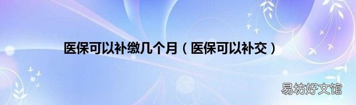 医保可以补交 医保可以补缴几个月