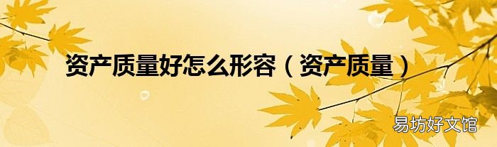 资产质量 资产质量好怎么形容