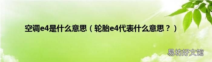 轮胎e4代表什么意思? 空调e4是什么意思