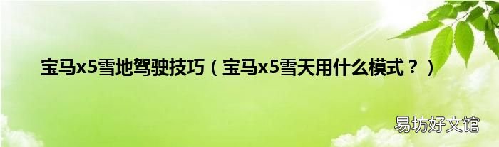 宝马x5雪天用什么模式? 宝马x5雪地驾驶技巧